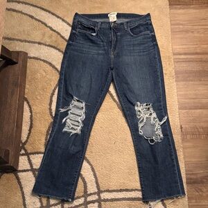 Distressed Blue Jeans